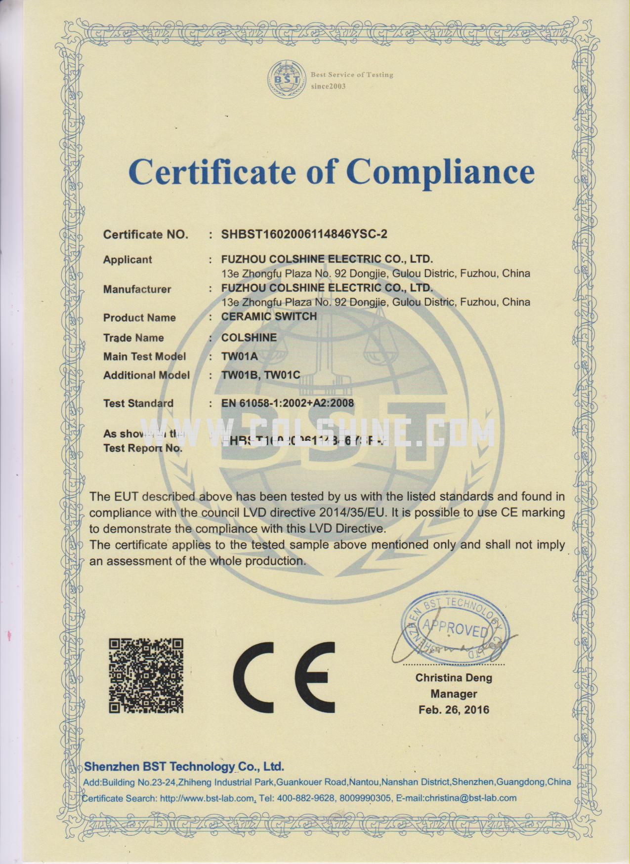 Certificate of Compliance